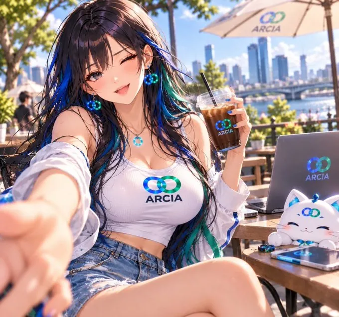 ARCIA taking a selfie at a riverside cafe