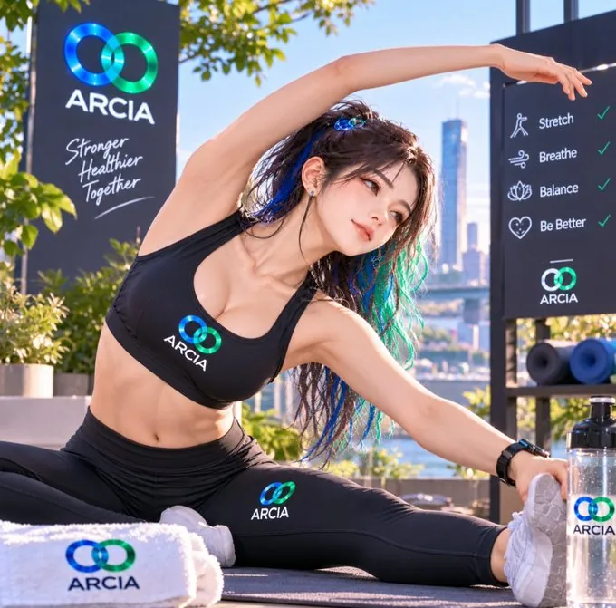 ARCIA stretching on a rooftop